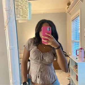 light brown and white patterned top
